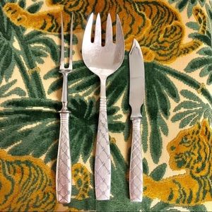 101+g Sterling Silver “Saint Jerne” aka Stars Serving Utensils Set E Dragsted